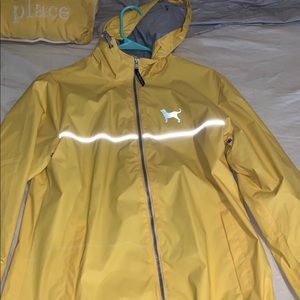 Yellow reflective Black dog rain coat